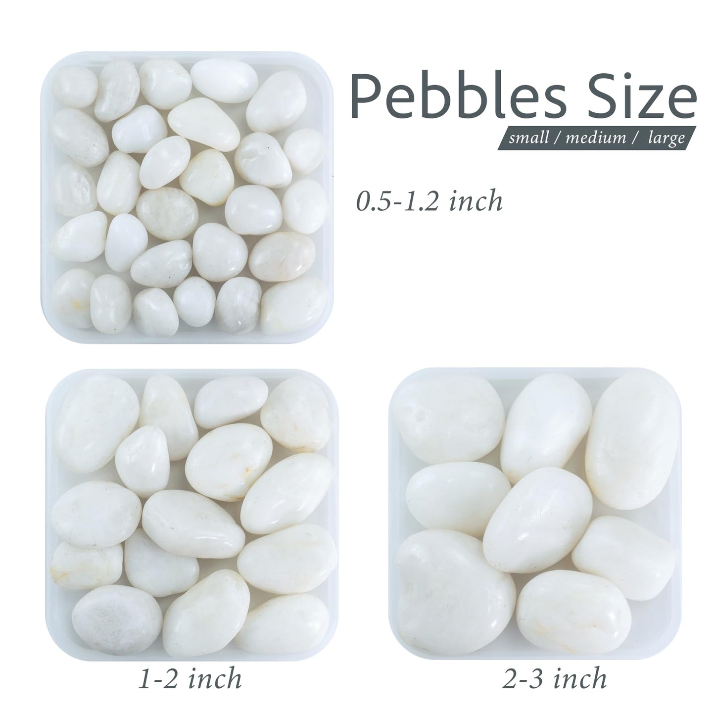 GreenVibe Large Pebbles for Plants, 5lbs White Pebbles 2-3 Inch Decorative River Rocks for Indoor Planters, High Polished Stones for Vase Filler Fish Tank Landscaping Garden