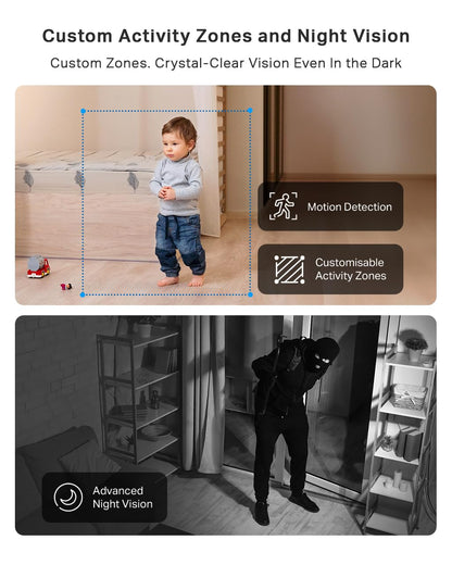 Tapo C210 2K 3MP Pan/Tilt Indoor Camera House Security Camera, WiFi Camera, No Monthly Fee, AI Detection, Dog Puppy Camera, Baby Camera Monitor, 360° View, Night Vision, Works with Alexa & Google