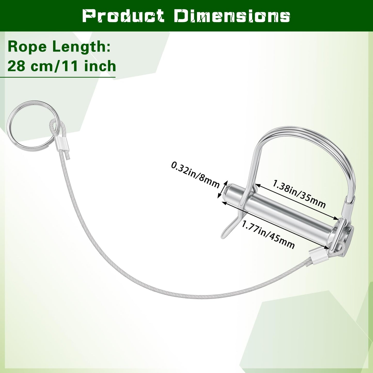 Mikniri 5 Pcs Trailer Hitch Coupler Pin with Steel Quick Release Ring, 5/16" Diameter x 1-3/4" Long D Shape Trailer Parts Metal Pins Lock Prevents Loss, Utility Trailer Accessories for Trailer Tongue