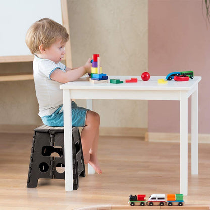 HOUSE DAY Folding Step Stool 13 inch(33cm) Height Medium Heavy Duty Foldable Stool for Adults, Large Foldable Step Non-Slip Folding Stools Portable Plastic Collapsible Step for Kids - Black