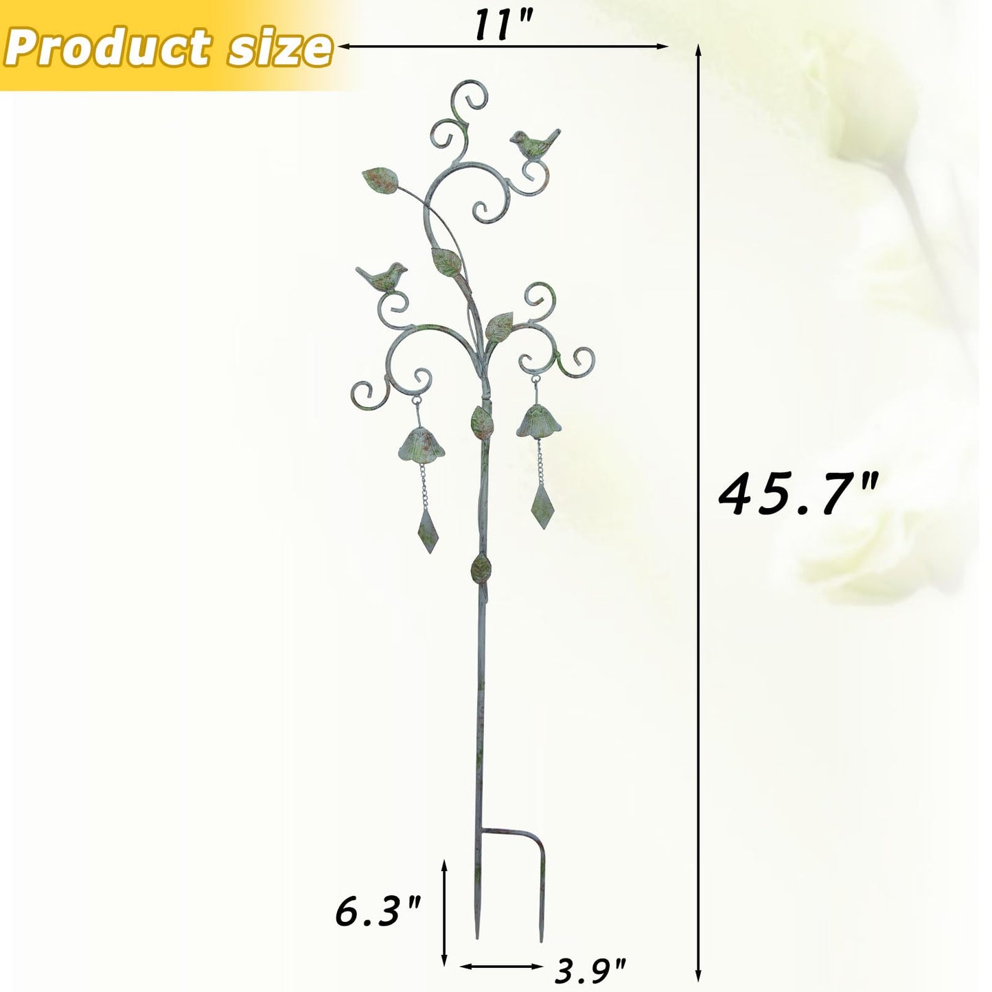 Decorative Garden Stakes for Outside,Metal Outdoor Garden Decor with Bells