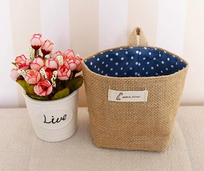 4 Pack Wall Hanging Storage Bags Hanging Storage Bags Cotton Linen Storage