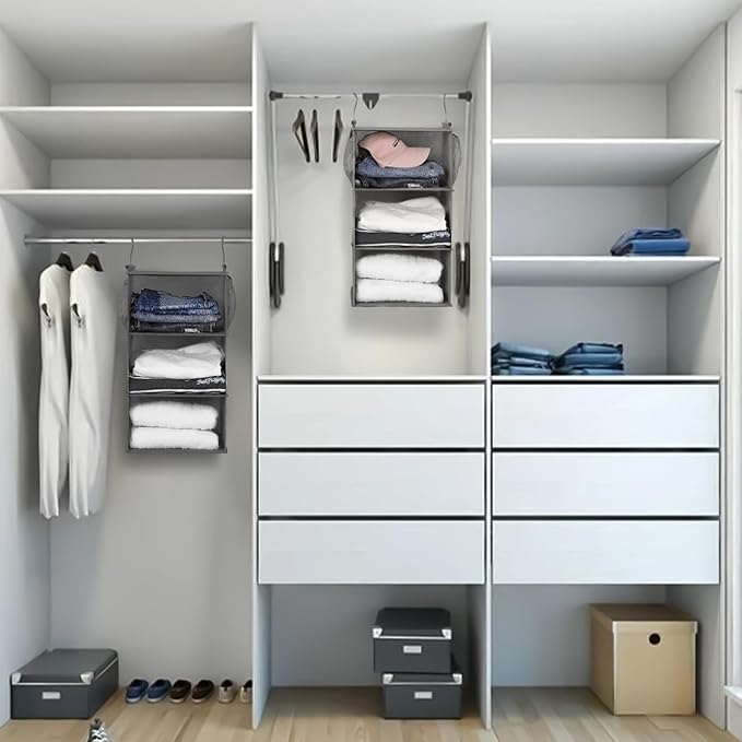 MAX Houser 3 Tier Shelf Hanging Closet Organizer, Closet Hanging Shelf