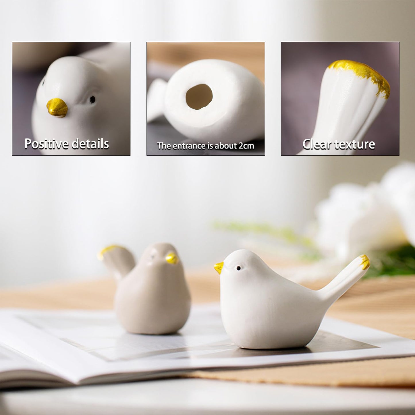 2Pack Bird Toilet Bolt Caps,Toilet Bolt Covers Decorative,Cute Funny Ceramics Bird Decorative,Closestool Bottom Easy Installation Replacement Parts（J-khaki）