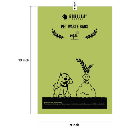 GORILLA SUPPLY Dog Poop Waste Bags with Dispenser and Leash Tie, 9" x 13", Green, 1000 Count