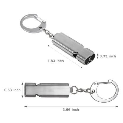Whistle for Coaches Teachers, Emergency Survival Stainless Steel Whistles 2 Pack with Keychain for Referee Train Hiking Sports Boating Kayak Life Vest Jacket Lifeguard Outdoor Security (Silver)