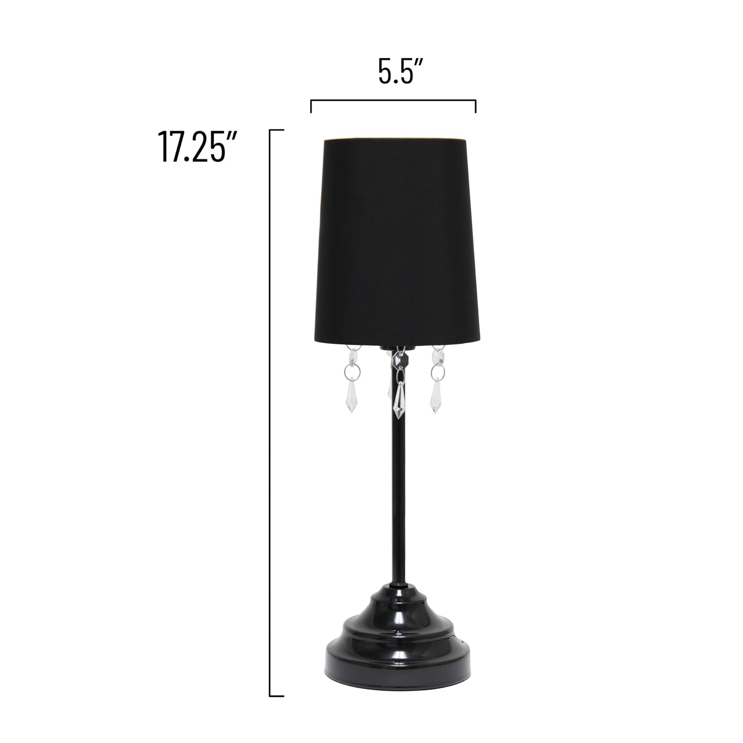 Simple Designs 17.25" Chic and Stylish Crystal Adorned Table Lamp - Black