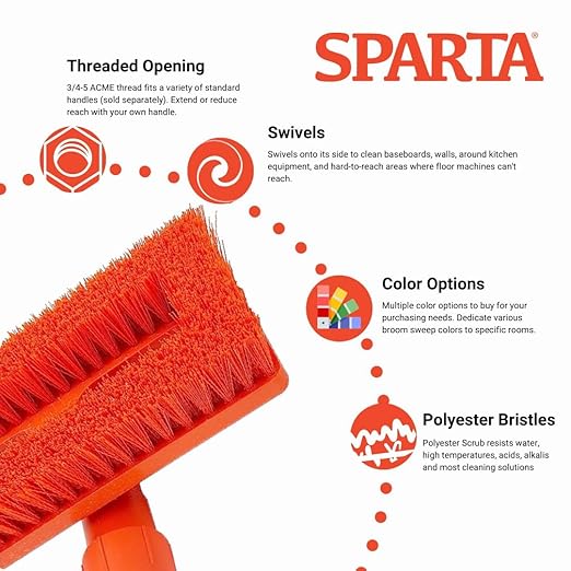 SPARTA 3638831EC24 Polyester Rectangle Scrub Brush, Floor Brush, Cleaning Brush