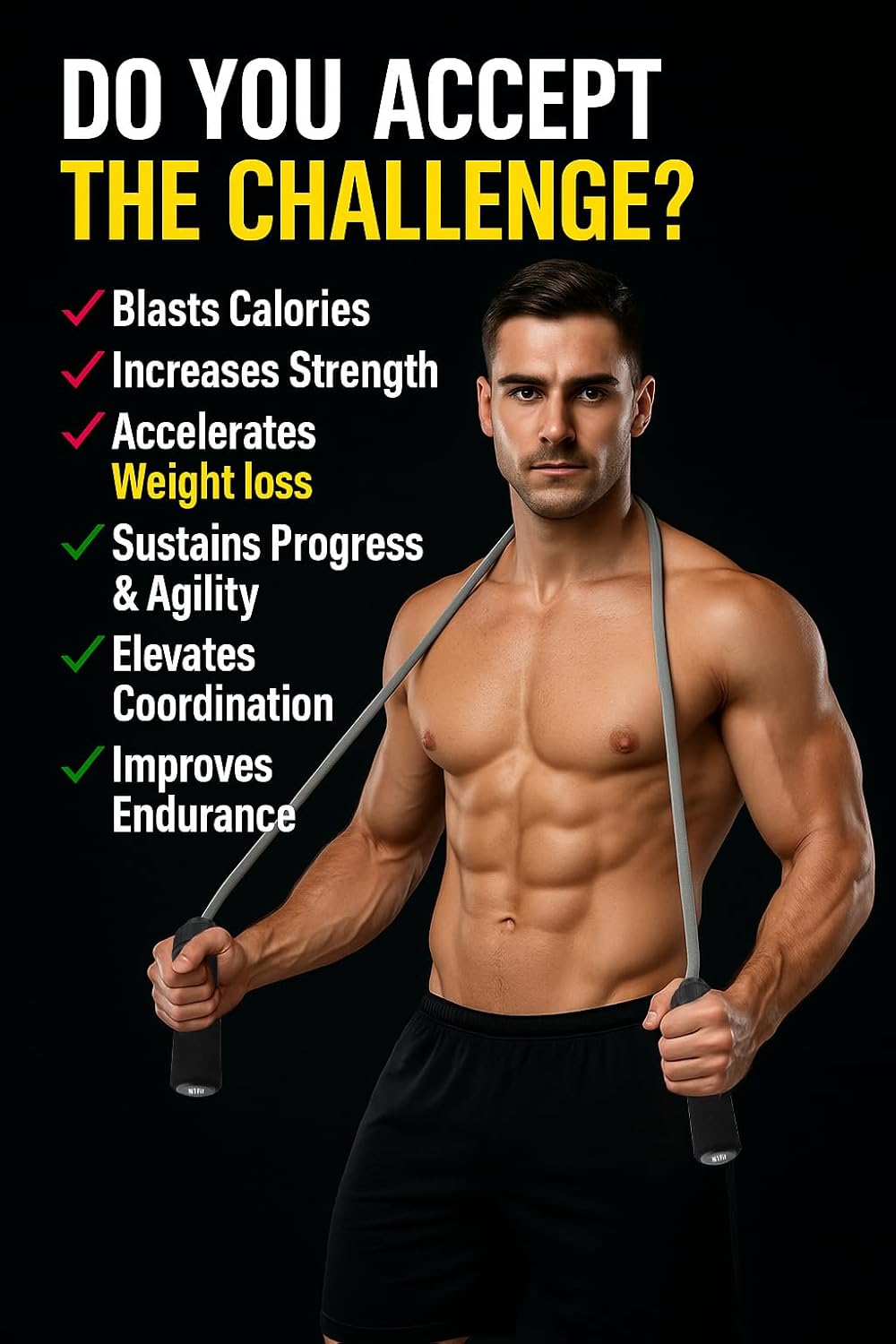 Weighted Jump Rope Workout (1LB) - Tangle-Free Ball Bearing Speed Skipping Rope for MMA Boxing Weight-loss Crossfit Fitness Home Exercise - Adjustable Rope Foam Handles for Men Women Cardio Training
