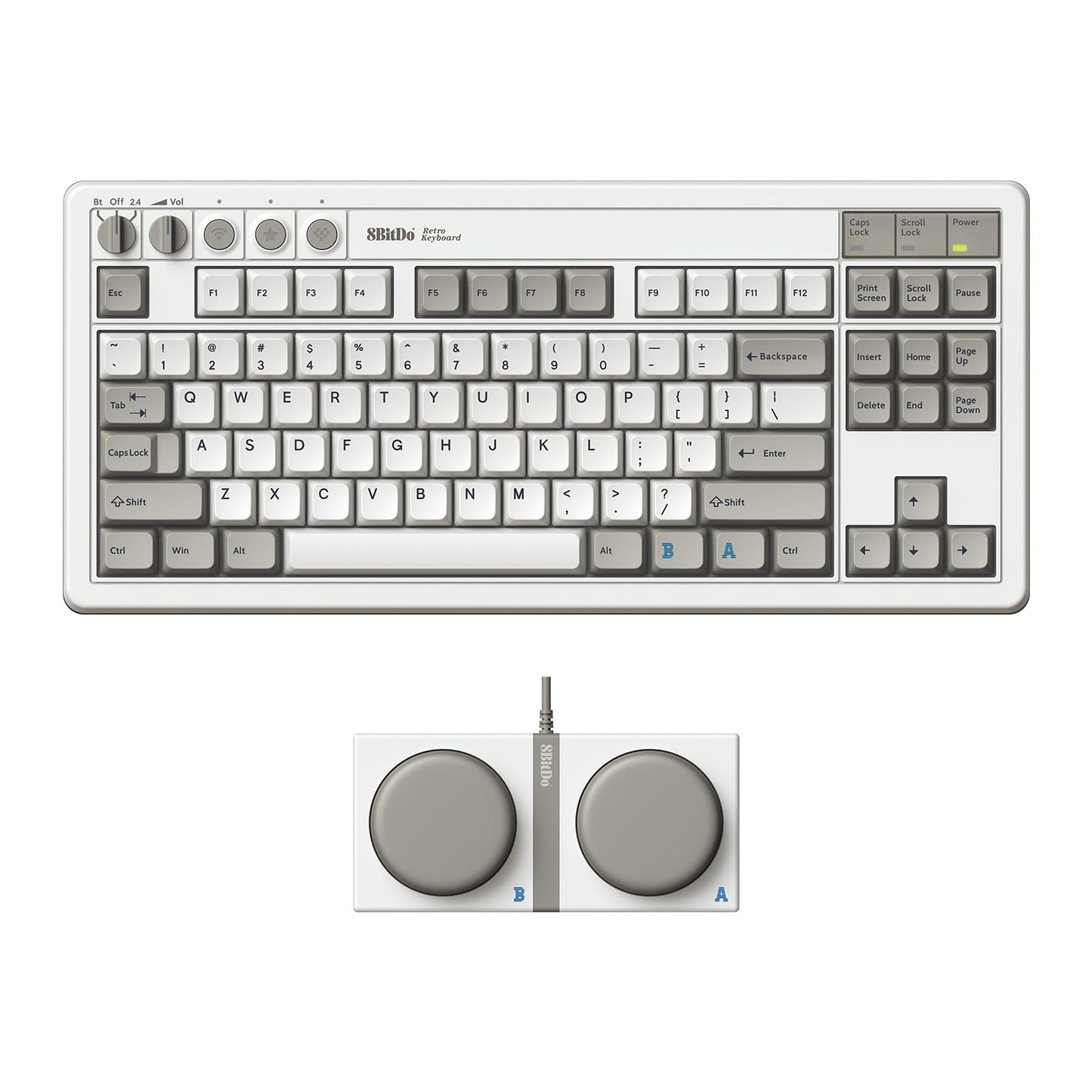 8Bitdo Retro Mechanical Keyboard, Bluetooth/2.4G/USB-C Hot Swappable Gaming Keyboard with 87 Keys, Dual Super Programmable Buttons for Windows and Android - N Edition