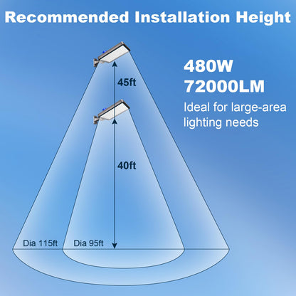 ledmo 480W LED Parking Lot Lights,Super Bright 72000LM for Large Area Lighting,IP65 Waterproof LED Street Light with Dusk to Dawn Adjustable Wall Mount Commercial Parking Lot Lights Outdoor
