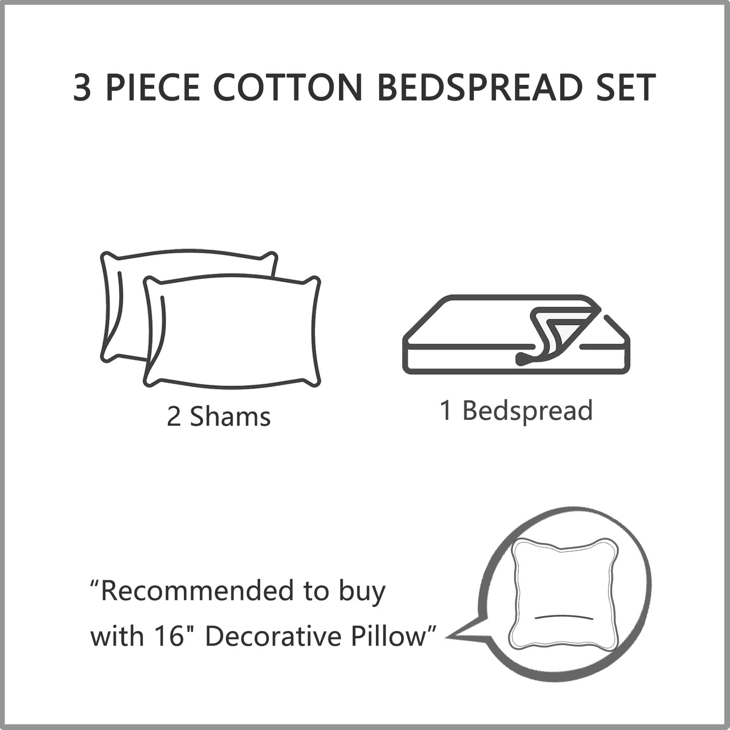 CHIXIN Cotton Bedspread Full Size - Real Stitching - Luxury Quilted Bedding Cover for All Season, Reversible, Ultra Soft, Lightweight, 3 Piece, Pale Blue