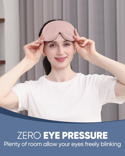 MZOO Luxury Sleep Eye Mask for Side Sleeper Men Women, Zero Eye Pressure 3D Sleeping Mask, Light Blocking Patented Design Night Blindfold, Soft Eye Shade Cover for Travel, Black