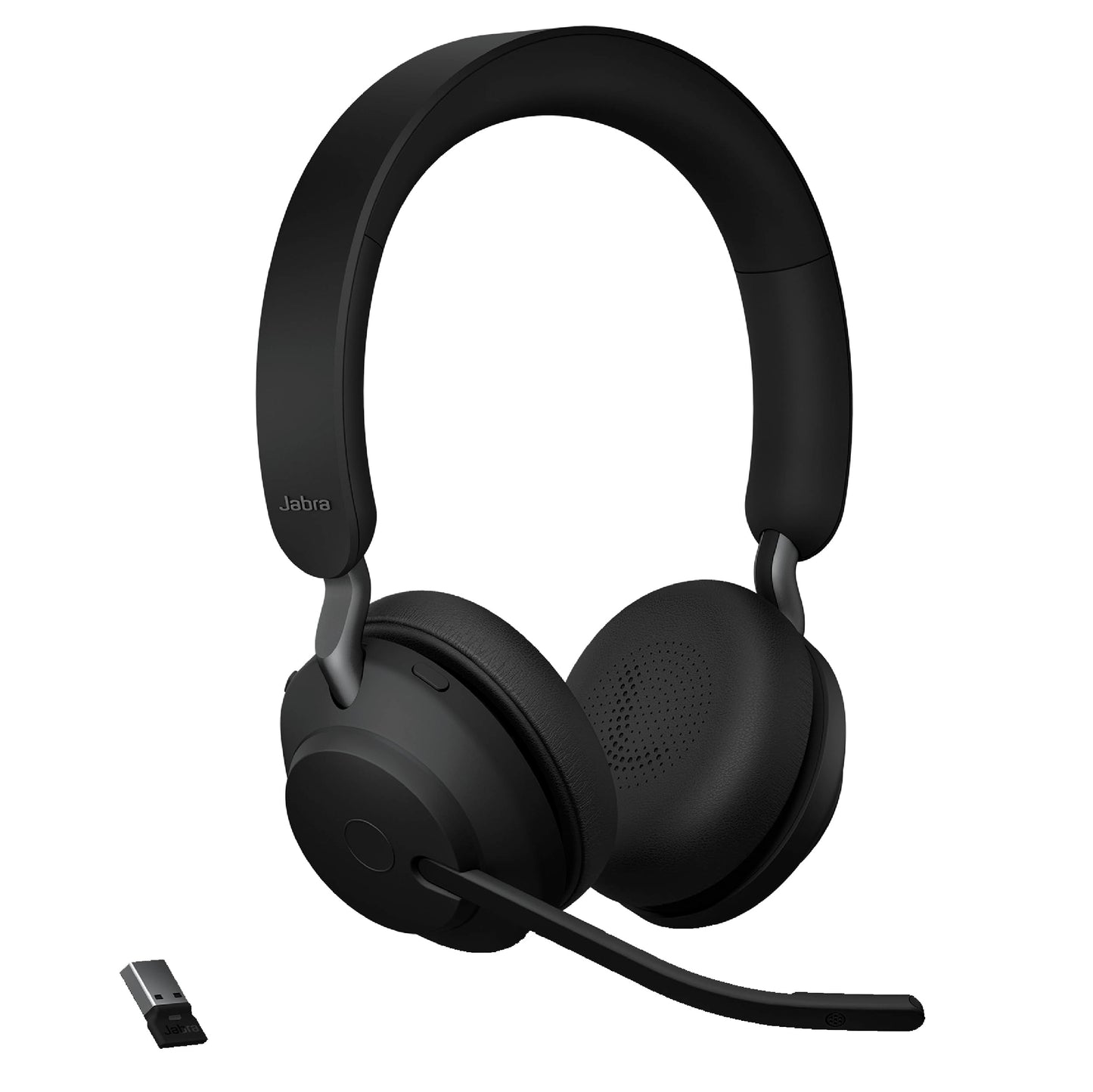 Jabra Evolve2 65 UC Wireless Headphones with Link380a, Stereo, Black – Wireless Bluetooth Headset for Calls and Music, 37 Hours of Battery Life, Passive Noise Cancelling Headphones