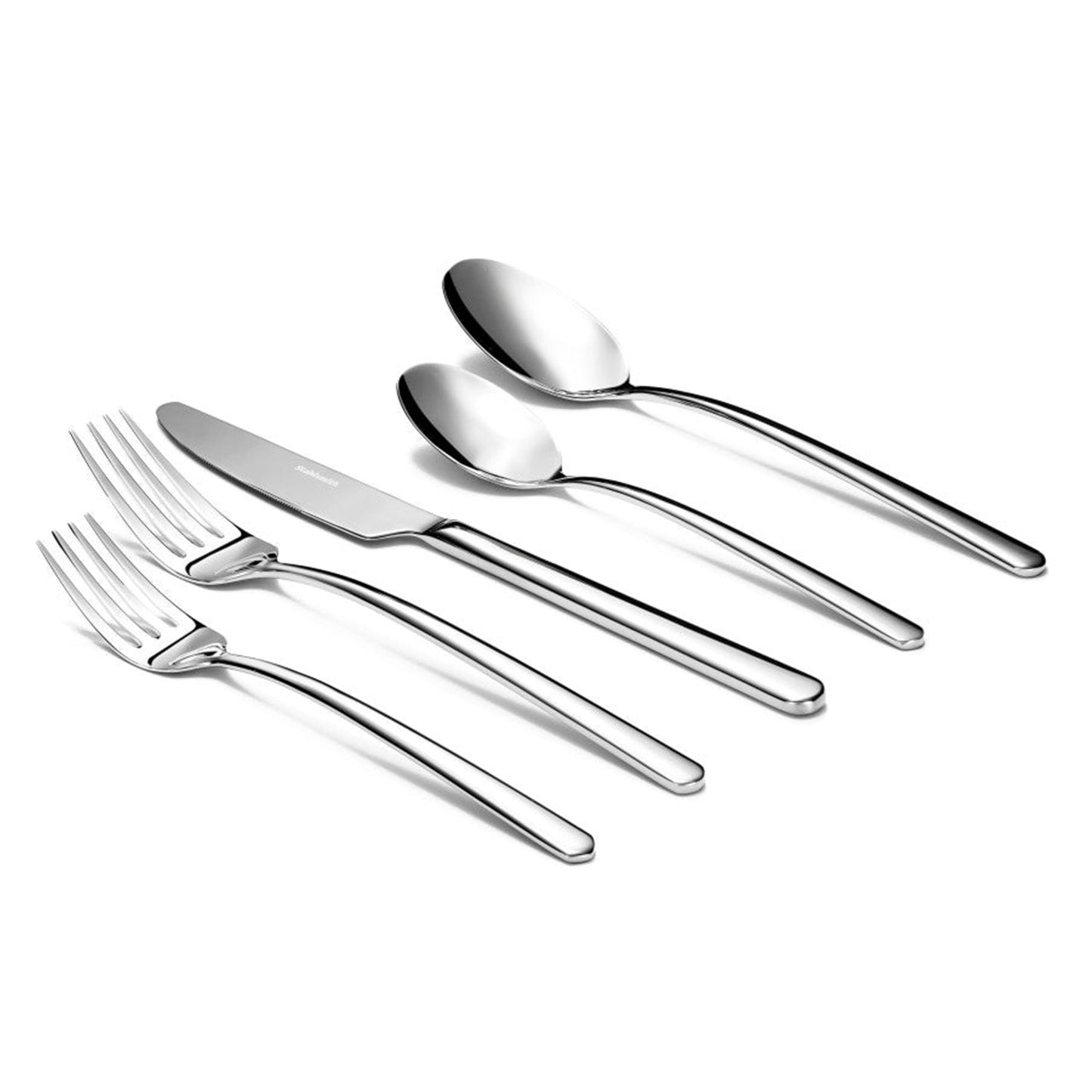 Stahlsmith Riesa Flatware Set for 4, 20-Piece 18/10 Stainless Steel Silverware Set, Modern Cutlery Set with Mirror Finish, Dishwasher Safe Kitchen Utensils, House Warming Gifts New Home