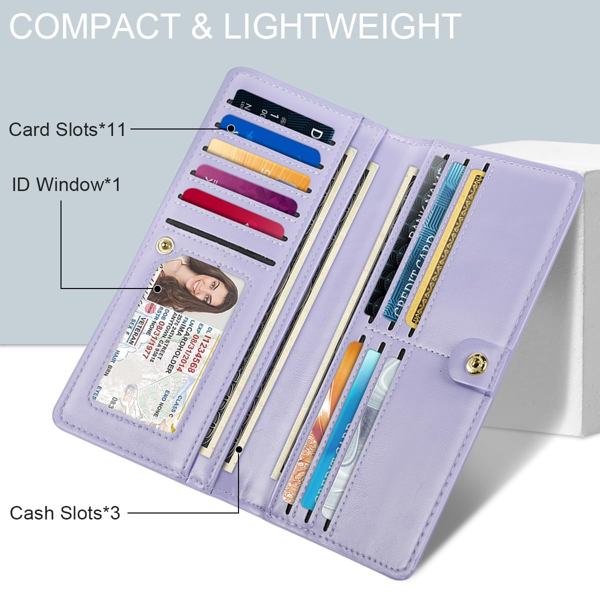 Simikol Ultra Slim Womens Wallet Minimalist Thin Long Leather Bifold Wallet RFID Blocking Card Holder Organizer with Zipper Coin Pocket Ladies Girls Gift Purse, Gradient Marble