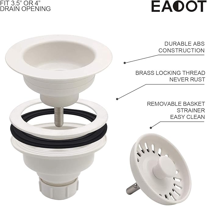 White Polymer Drain Kitchen Sink Drain Assembly