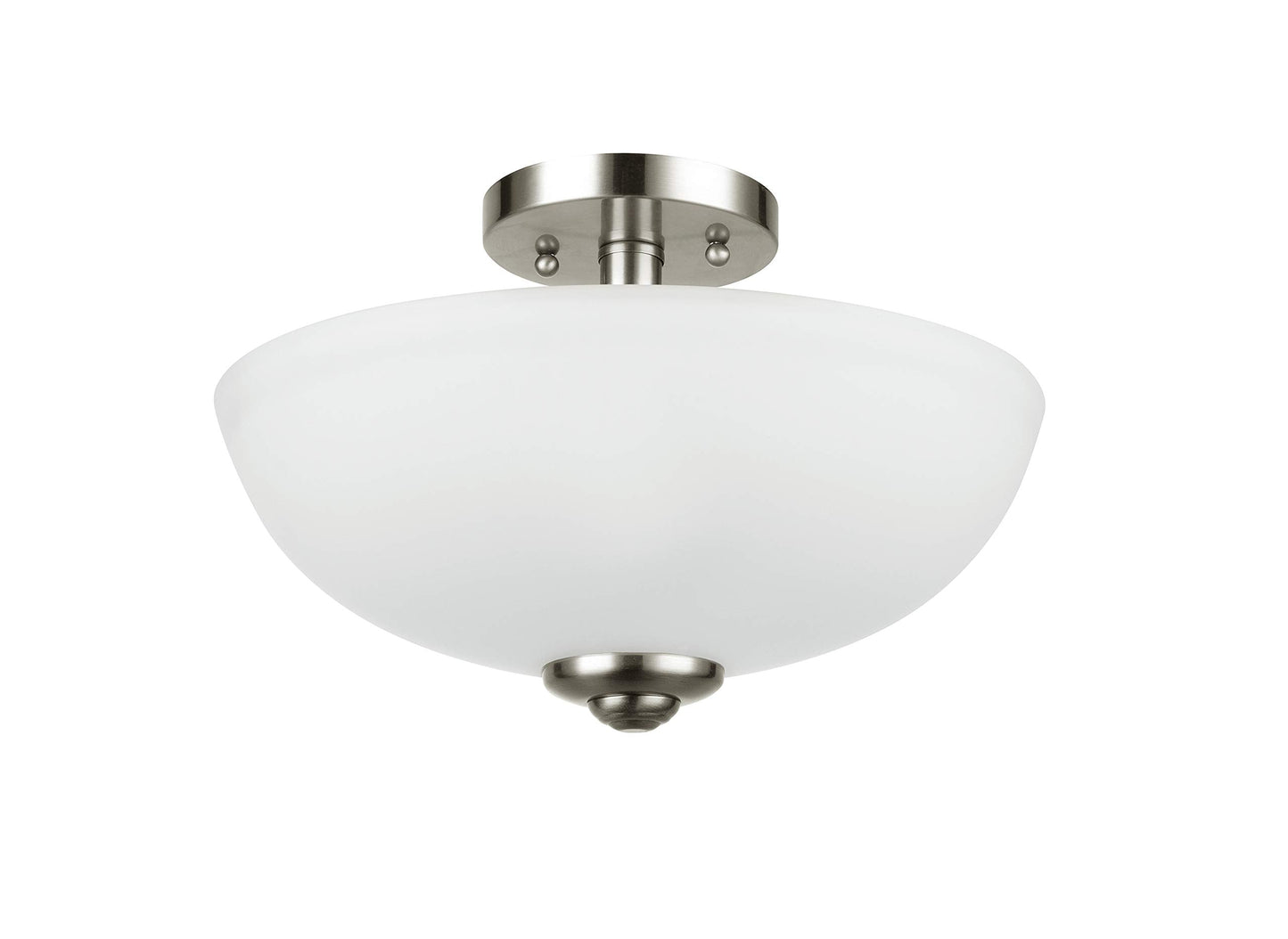 Globe Electric 61025 Vienna 2-Light Semi-Flush Mount, Brushed Nickel, Frosted Glass Shade, Bulb Not Included