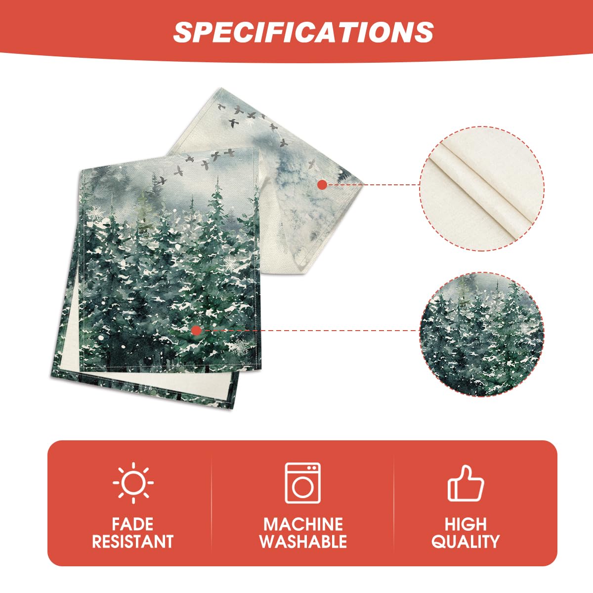 Artoid Mode Green Tree Snow Christmas Table Runner, Seasonal Winter Kitchen Dining Holiday Table Decoration for Home Party Decor 13x90 Inch