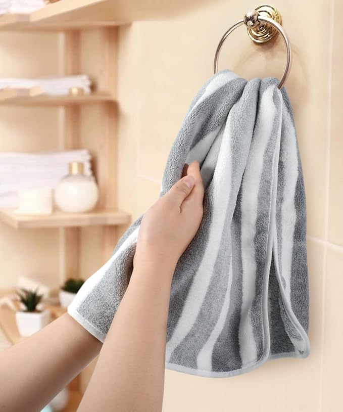 KinHwa Microfiber Hand Towels for Bathroom Soft and Absorbent Face Towels Grey