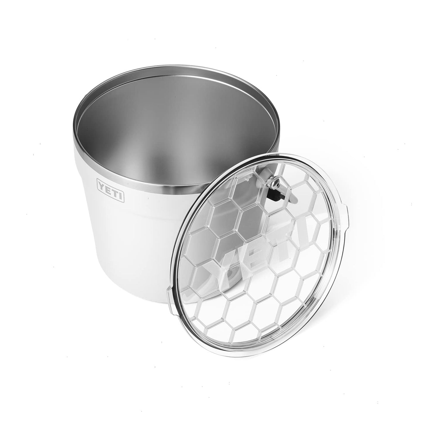 YETI Rambler Beverage Bucket, Double-Wall Vacuum Insulated Ice Bucket with Lid, White