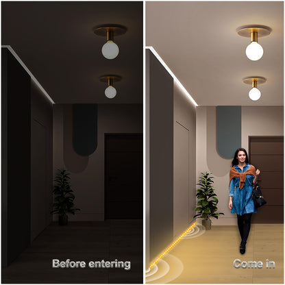 WOBANE - Motion Activated LED Strip Light, Rechargeable Magnetic Battery Box with 6.5ft LED Strip, Homelife 60 LED Sensor Bar Lights for Closet, Stair, Pantry, Countertop, Closet, Bed, Door, Warm