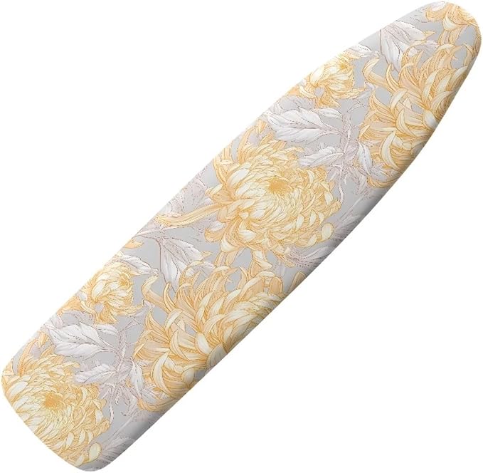 Chrysanthemums Flowers Ironing Board Cover 52-55 x 13-16 Inch, Sketch Golden
