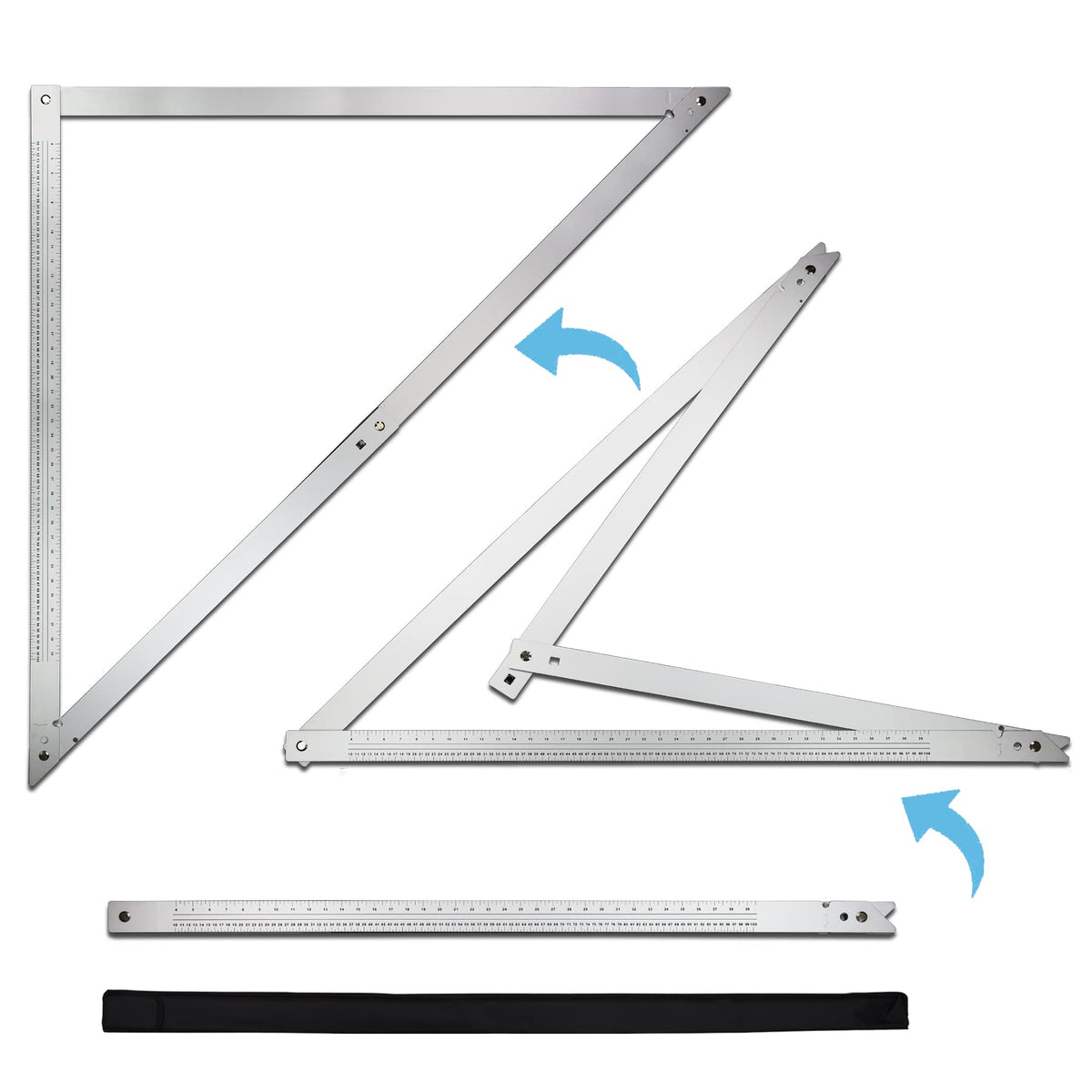 48 Aluminum Folding Square | Adjustable 45° & 90° Angles for Framing/Roofing/Staircases | Professional Woodworking & Construction Triangle Ruler Tool