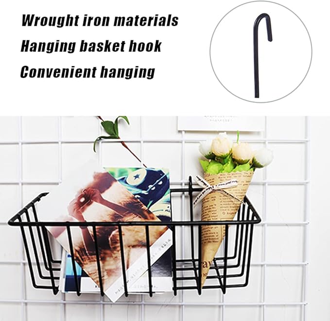 3 Pack Grid Panel Hanging Wire Basket, Storage and Display Basket