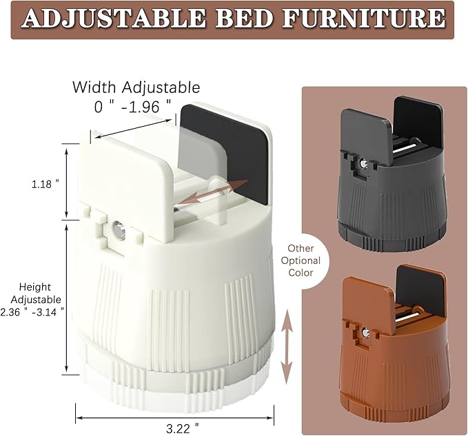 Heavy Duty Bed Risers, Furniture Height Extenders Lifts 2.36"-3.15" Storage