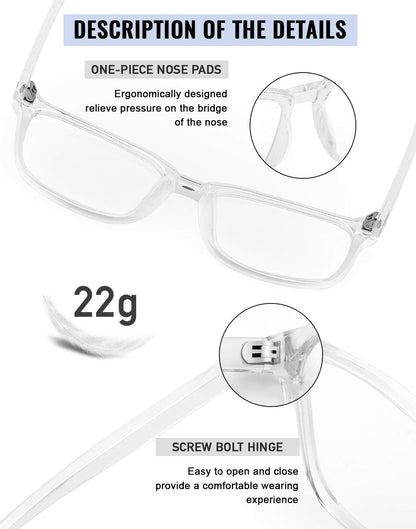 TEAPLMTT Blue Light Blocking Glasses Oversized Square Computer Glasses Anti Blue Light for Women Men(Clear)