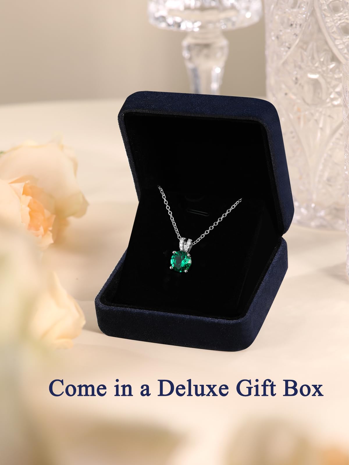 CYW 1 Carat Blue Sapphire Small Heart Necklace for Women 925 Sterling Silver Solitaire Pendant Necklace