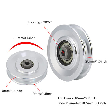 Gym Pulley Wheel for Cable Machine – 114mm Aluminum Alloy Fitness Pulley with Universal Bearing, 90mm Diameter Cable Attachment Compatible with Most Home Gym Systems (USA)