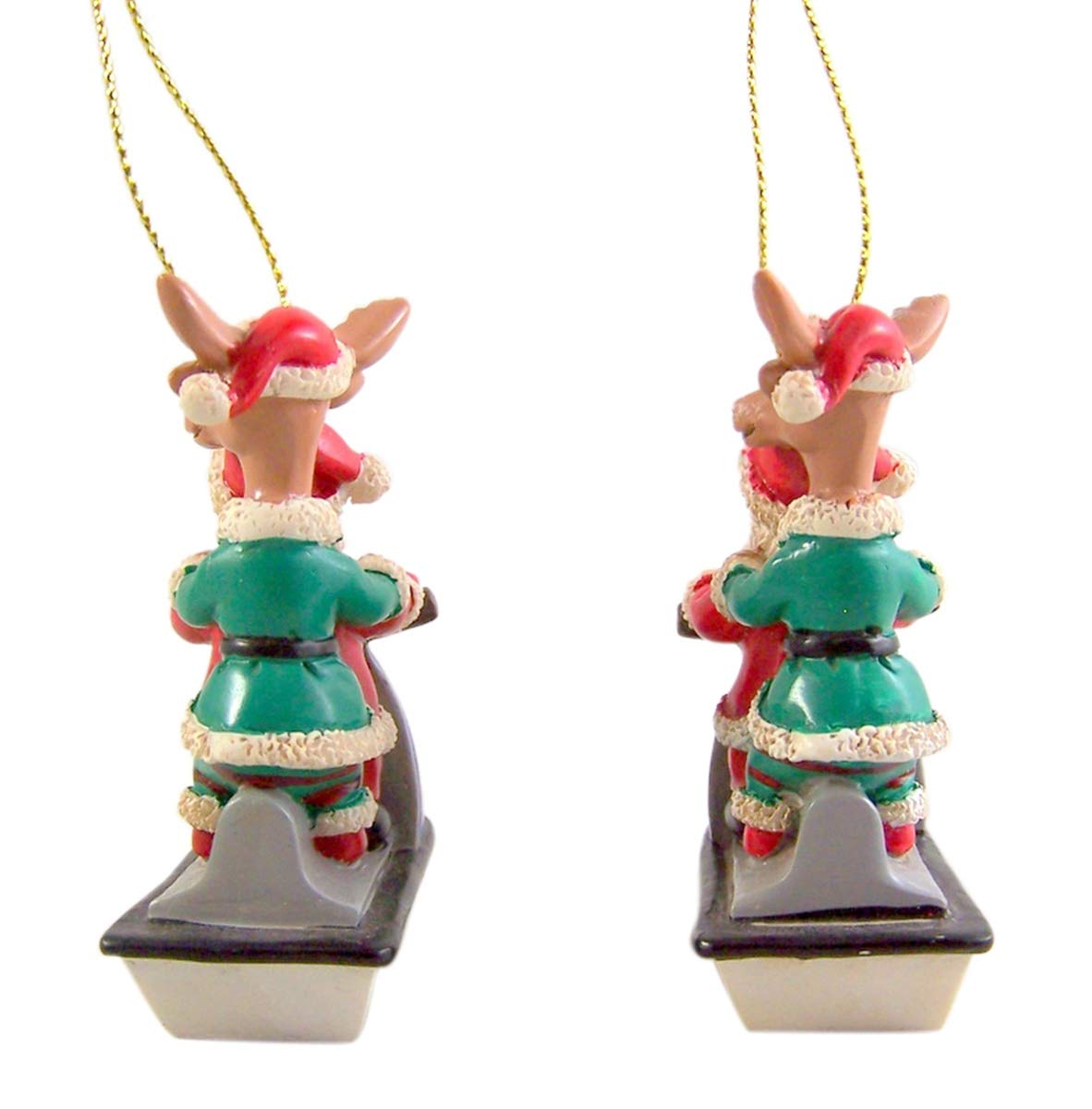Chesapeake Bay Santa and Reindeer Riding Jet Ski Ornament Set of 2