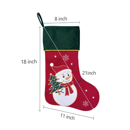 Ugiftcorner Red Velvet Christmas Stockings with Green Cuff 5 Pack Large Luxury Christmas Stockings for Family Holiday Decorations