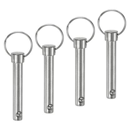 M METERXITY 4-Pack Quick Release Pins, 3/8" [10mm] Diameter, 2.01" [51mm] Usage Length Bimini Top Pin for Shipbuilding/Boat/Trailer, 2.36" [60mm] Total Length Carbon Steel Hardware Pins