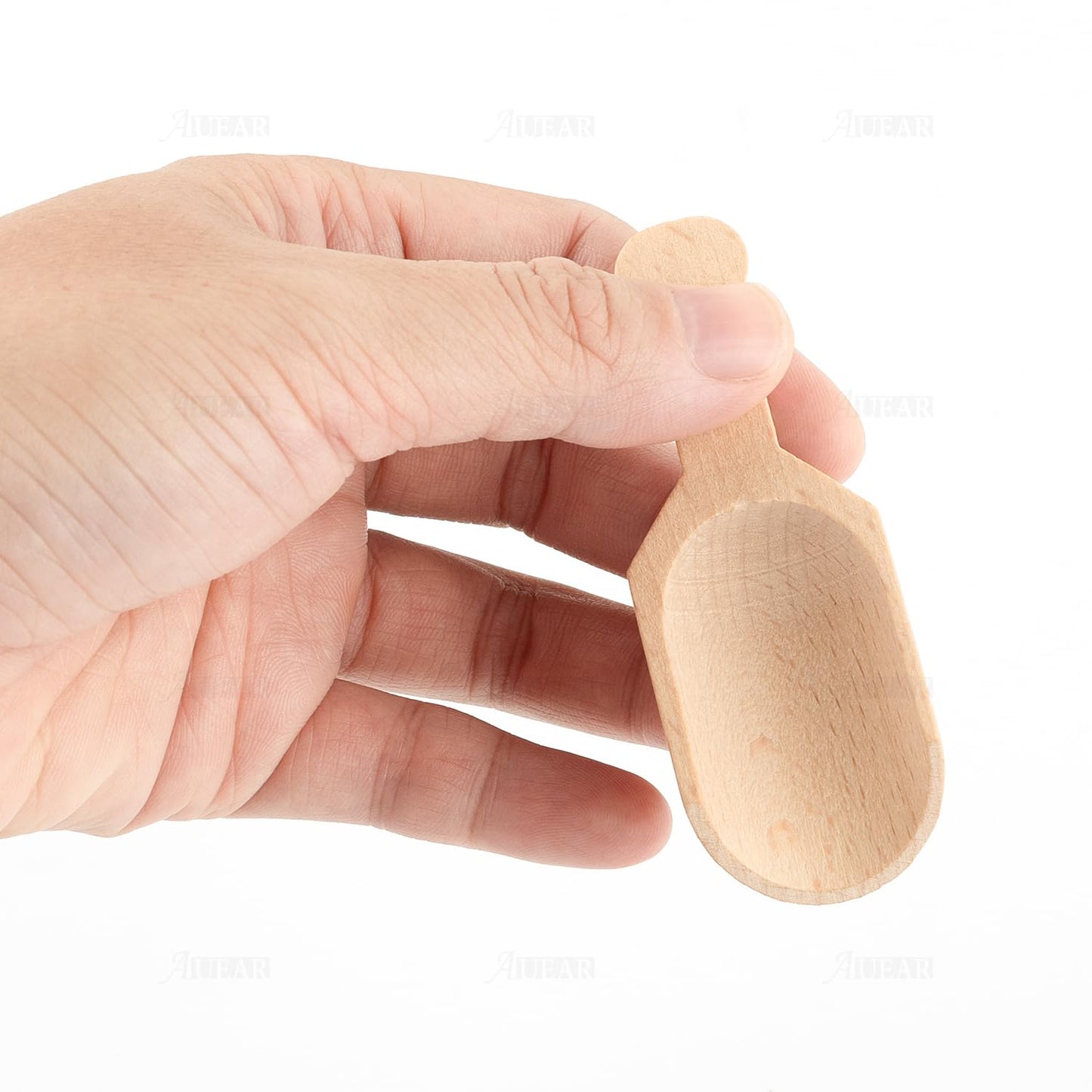 AUEAR, Mini Wooden Scoops Unpainted Kitchen Spoon for Candy Spices Parties Bath Salts Essential (20 Pack, Half Handle)