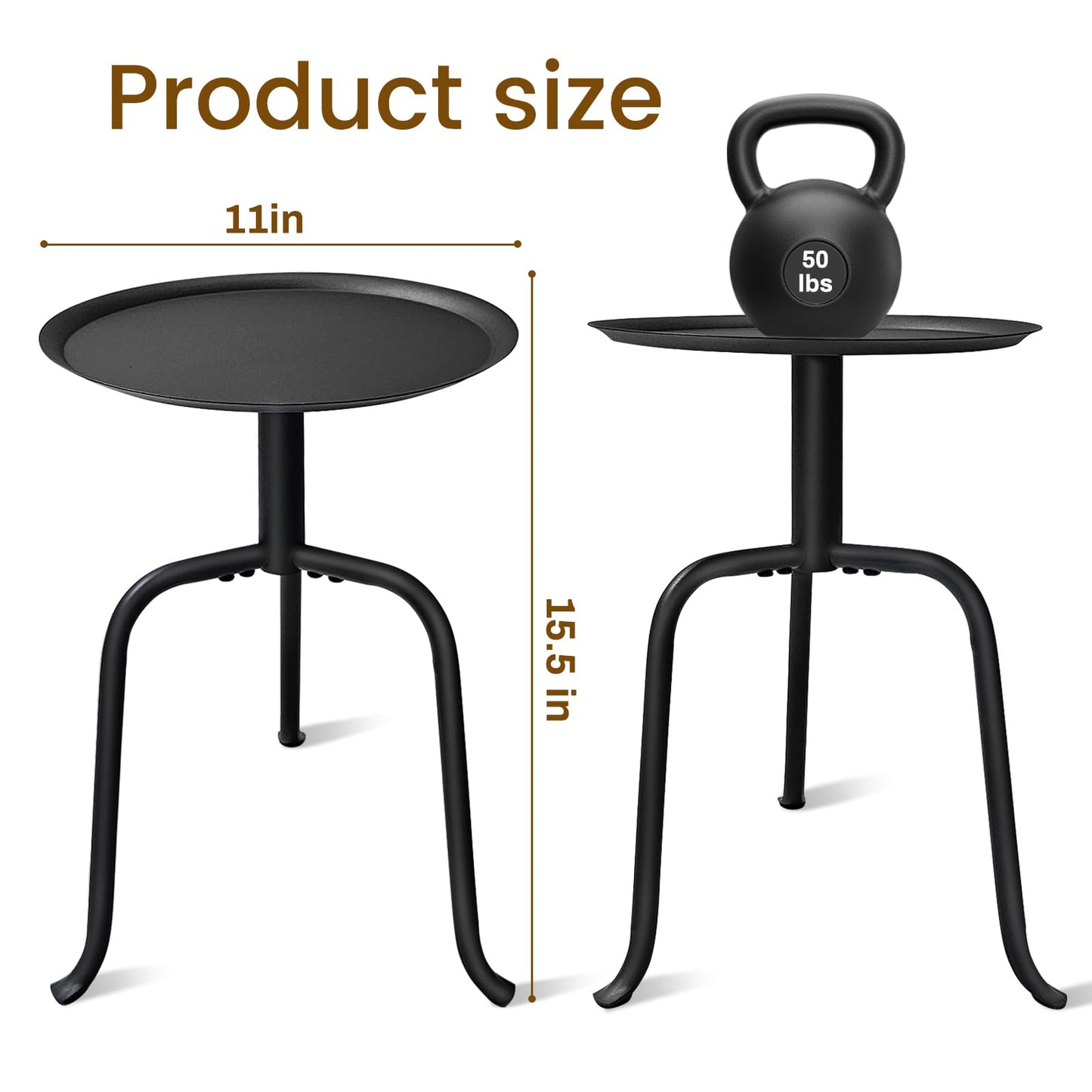 Uniqcovosa Plant Stand Indoor, Mid Century Single Plant Table, 3-Leg Minimalist Heavy Duty Metal Tall Flower Pot Stand, Modern Round Small Side End Table with Raised Design