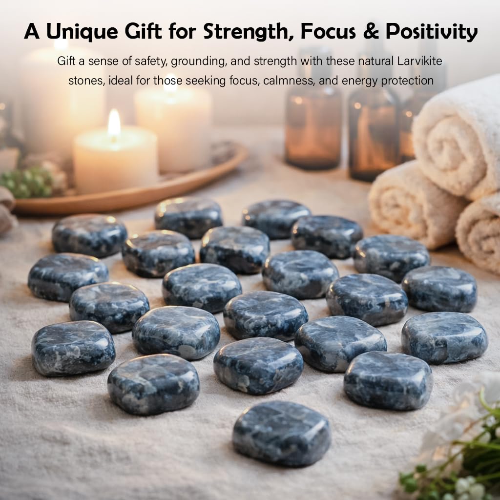 Crocon® 1LB Larvikite Tumbled Stones and Crystals bulk 2000+ Carats Natural Crystal Kit for Reiki Healing Crystal Polished, Tumble Stones, Chakra Balancing, Reiki Gift, Home Decor Size : 2025 mm"