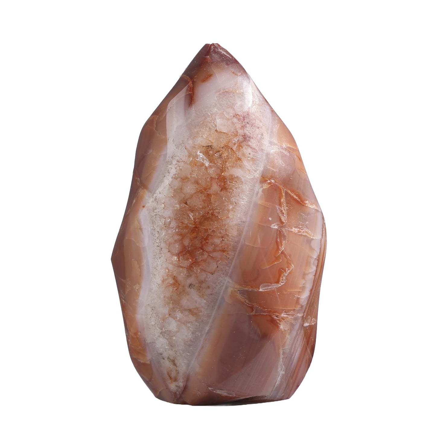 mookaitedecor Natural Carnelian Crystal Flame Tower Standing Torch Point Flame Shaped Stone Towers Obelisk Reiki Energy Meditation Home Decor, 0.88-1.1 LB