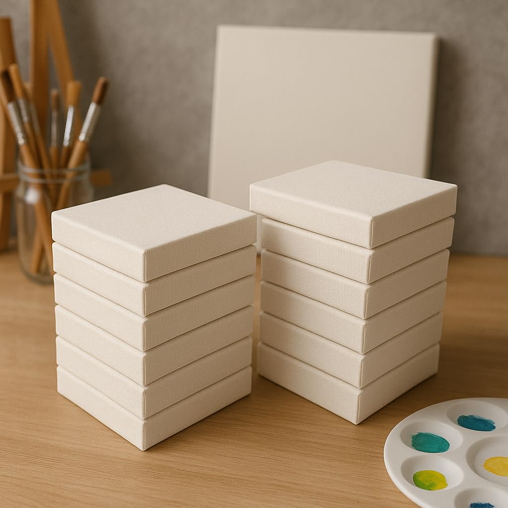 LWR CRAFTS Mini Stretched Canvas 2" X 2" 5cm x 5cm Pack of 12