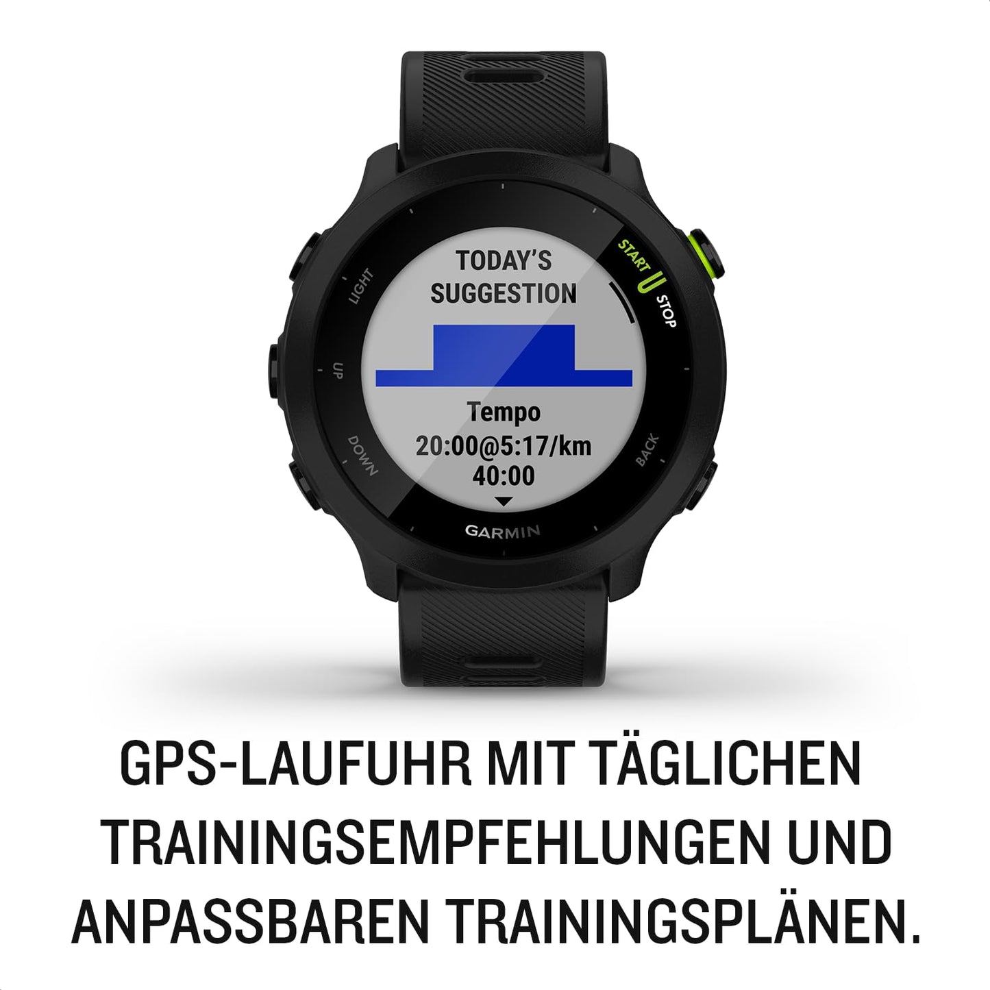 Garmin Forerunner 55 GPS 42mm Running Smartwatch, Easy to use, Lightweight, Training Guidance, Safety & Tracking Features, Black