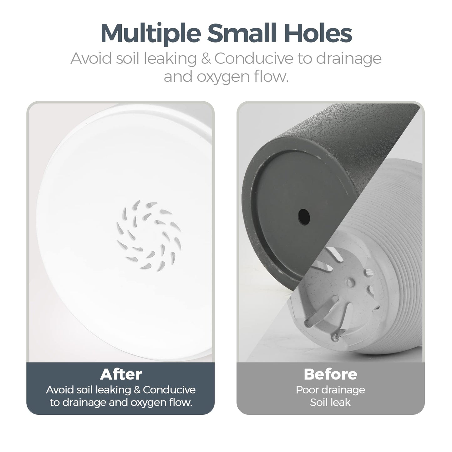 T4U 10/12.5/15/17.5 cm Plastic Flower Pot with Multiple Drainage Holes, Set of 4 Planters, Herb Pot with Saucer, Round Plant Pot for Indoor and Balcony Succulent Cactus, White