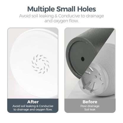 T4U 10/12.5/15/17.5 cm Plastic Flower Pot with Multiple Drainage Holes, Set of 4 Planters, Herb Pot with Saucer, Round Plant Pot for Indoor and Balcony Succulent Cactus, White