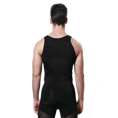 GKVK Mens Slimming Body Shaper Vest Shirt Abs Abdomen Slim,XXL(chest size 116cm-120cm/46inches-48inches),Black