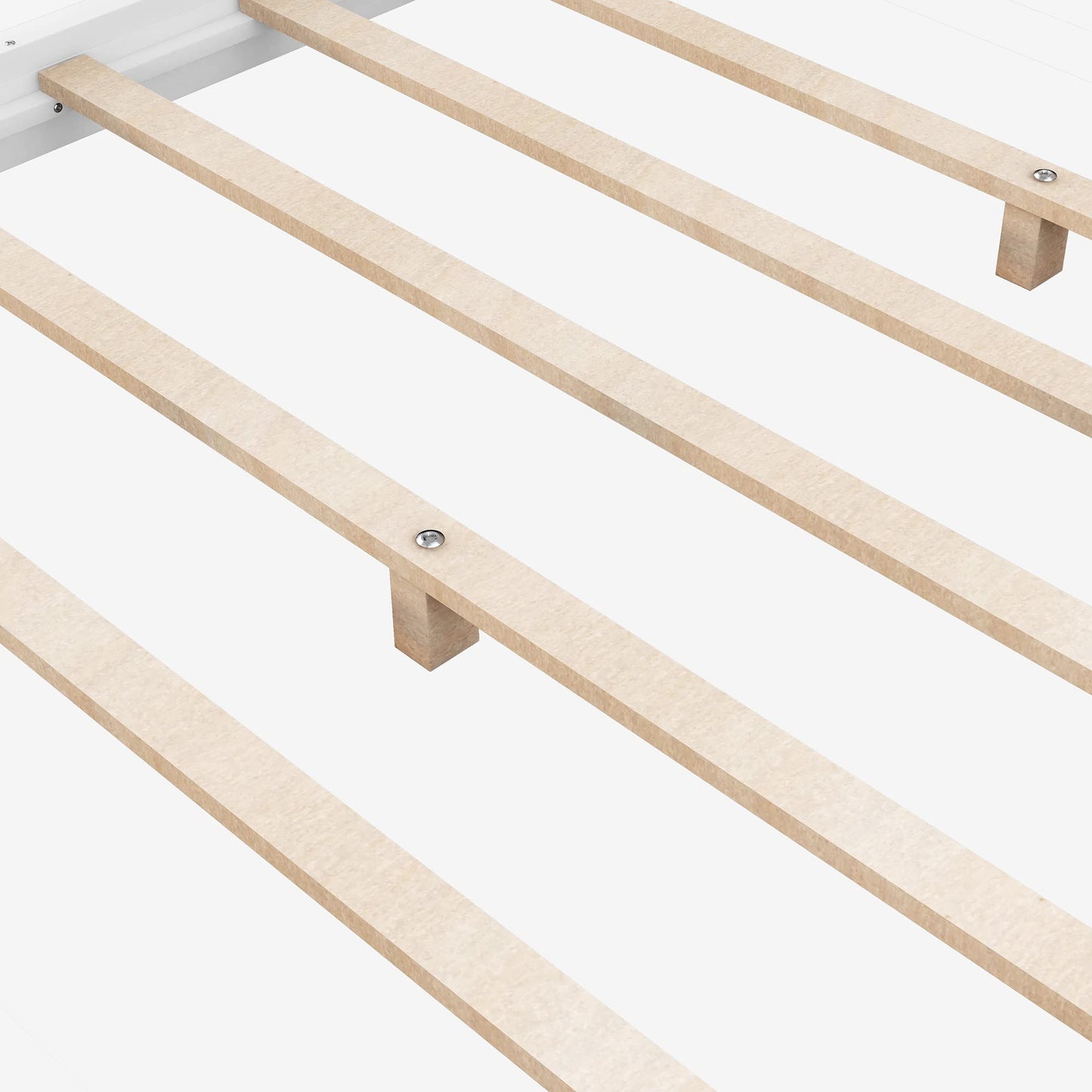 Merax Wooden Canopy Platform Bed Frame Queen Size Floor Bed/Mattress Foundation with Slat Support White
