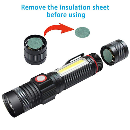 Torch USB Rechargeable Including 18650 Battery - LED Torch Tactical Super Bright Powerful Magnetic COB Work Torches Flashlight for Camping,Hiking,Fishing …