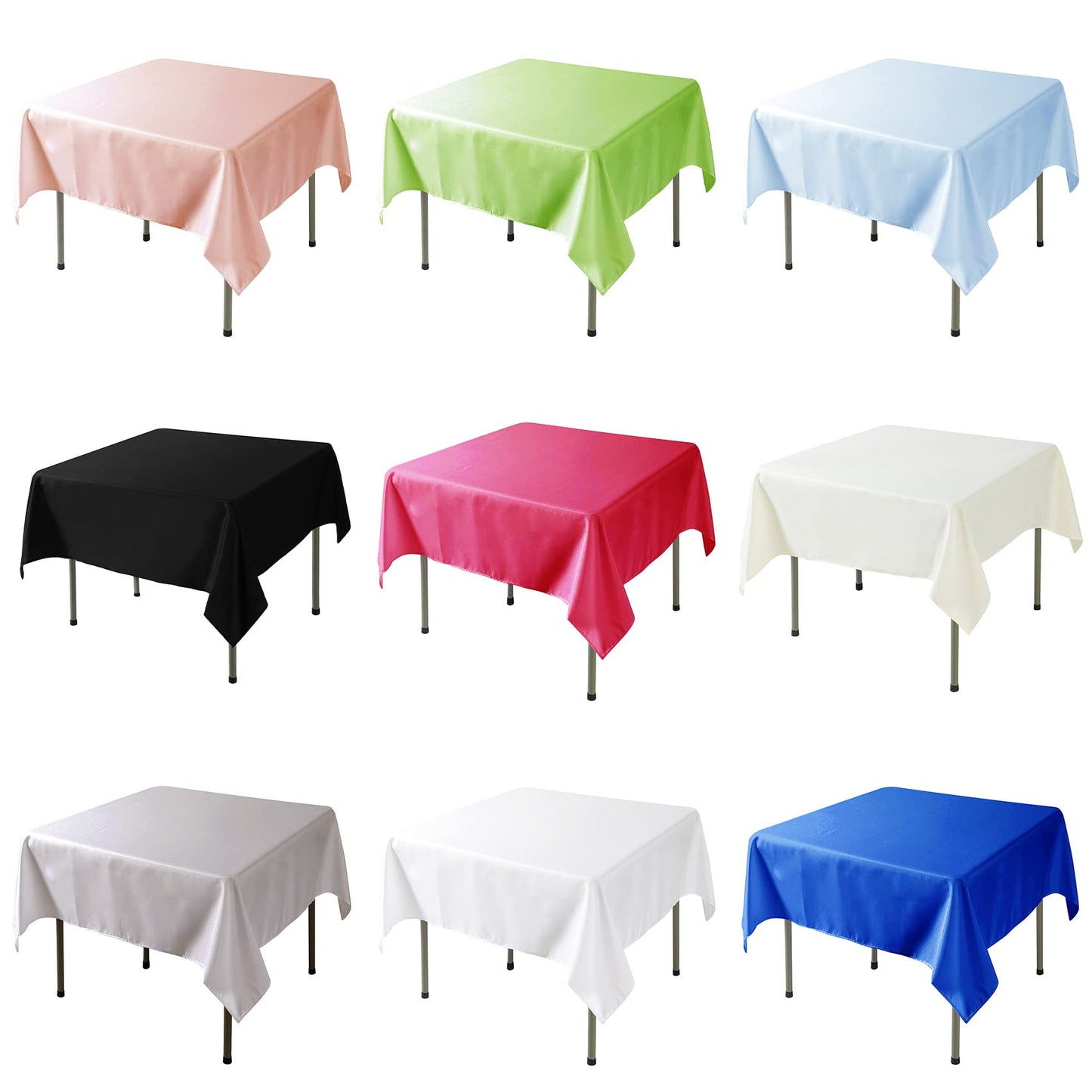 Fokitut 2 Pack Waterproof Square Tablecloth, 52x52 Inch, Stain Resistant and Wrinkle Polyester Table Cloth, Fabric Table Cover for Kitchen Dining, Wedding, Party, Holiday Dinner-Red