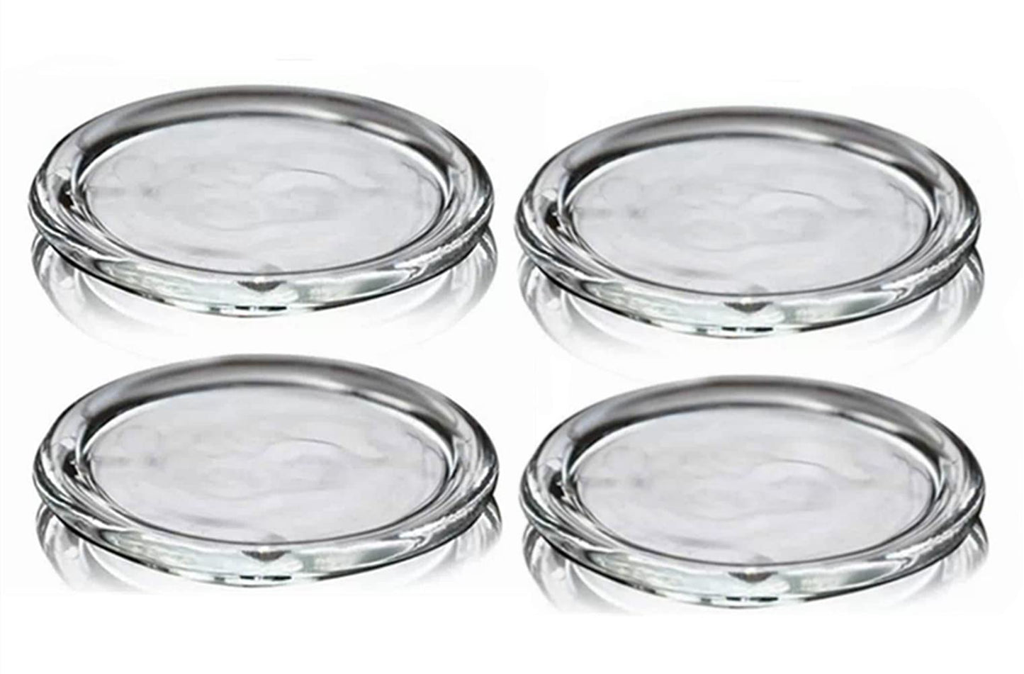 Cumuiu 4 Pack Glass Candle Holder 3" Clear Beautiful Transparent Round Candle Plate…