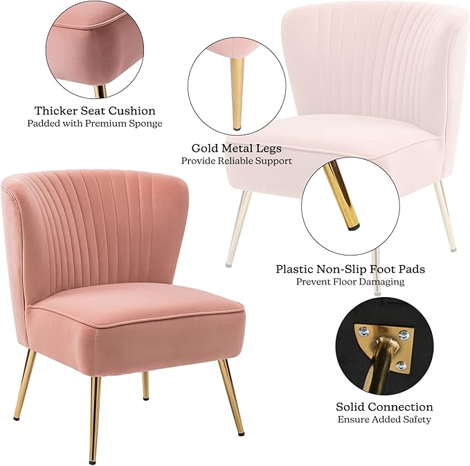 HULALA HOME Velvet Accent Chair, Modern Upholstered Cute Side Chair